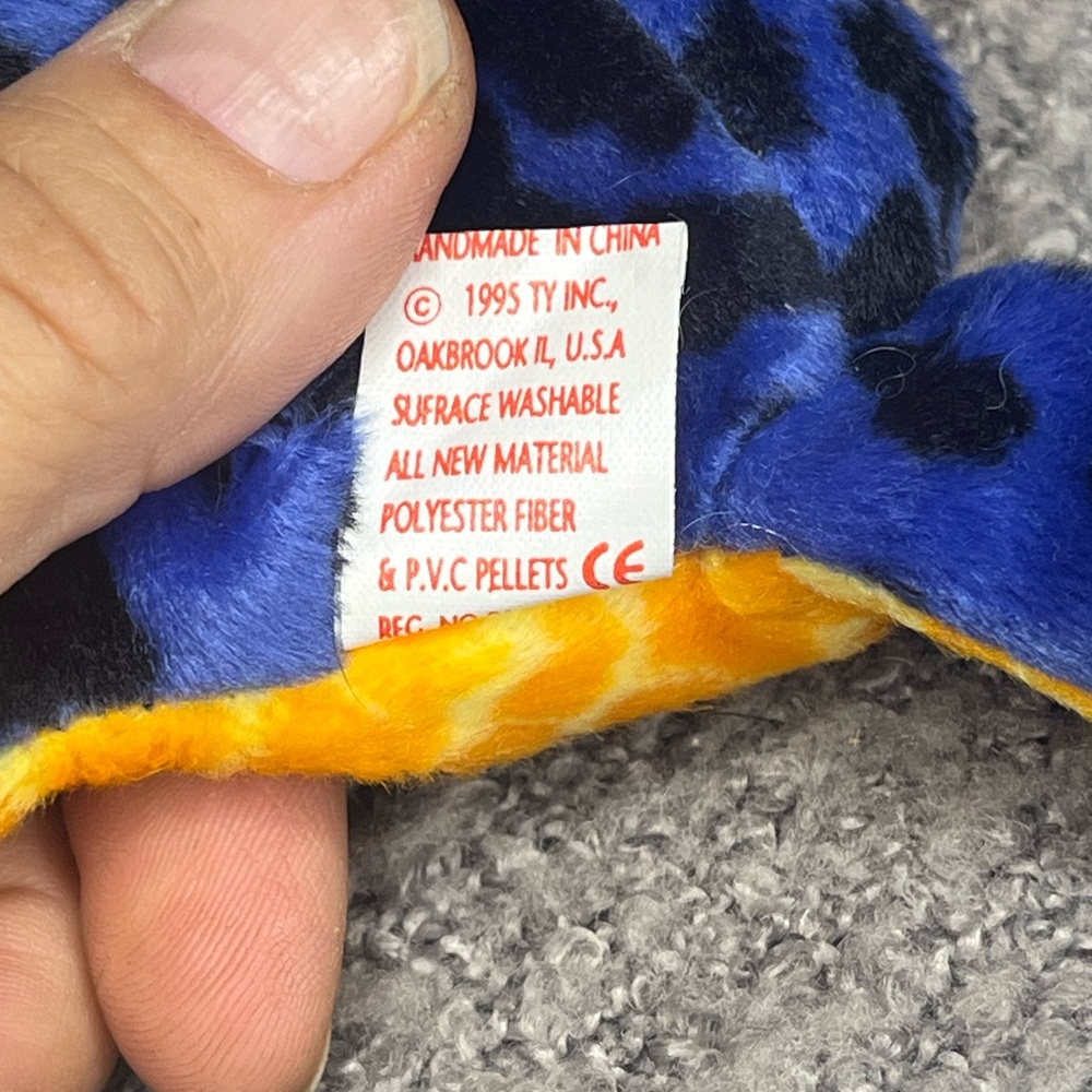Ty Blue and Black Lizard Plush with Yellow Accents - Picture 4 of 8